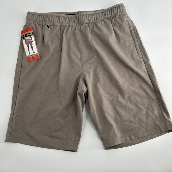 Voyager Men's Elastic Waist Shorts Size Medium Dark Khaki - Picture 1 of 5